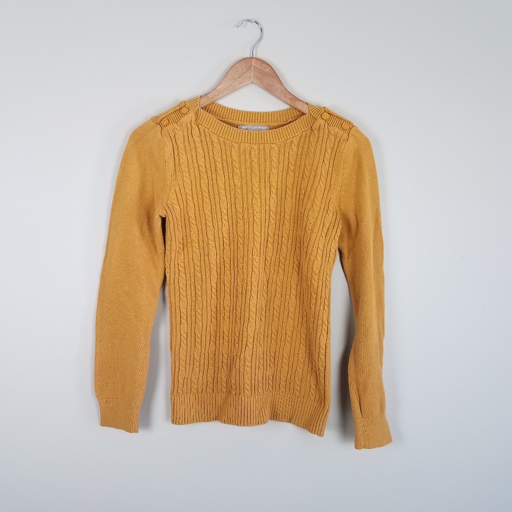 Banana Republic Mustard Cable Knit Angora Sweater